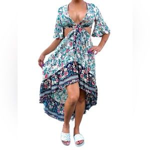 Summer floral dress v neck
